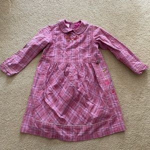Oilily Pink Long Sleeve Pink Plaid Dress with Embroidery 
Size 116 6x